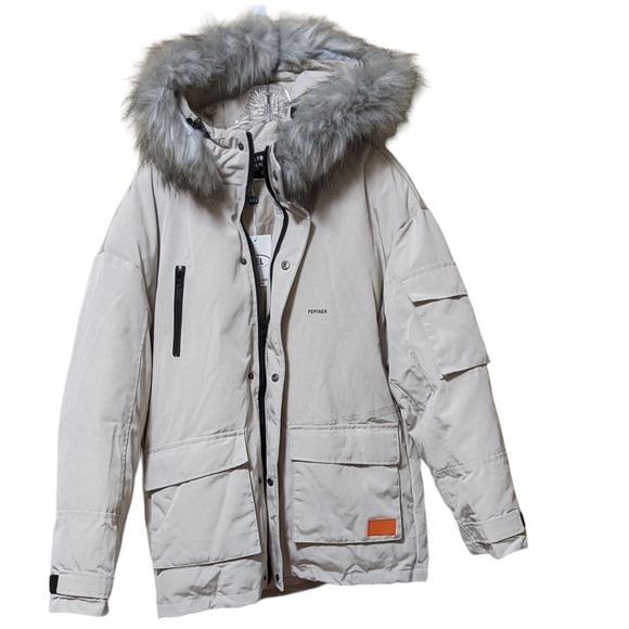 Aelfric Eden solid color plush hooded winter coat parka multi pockets un… Men